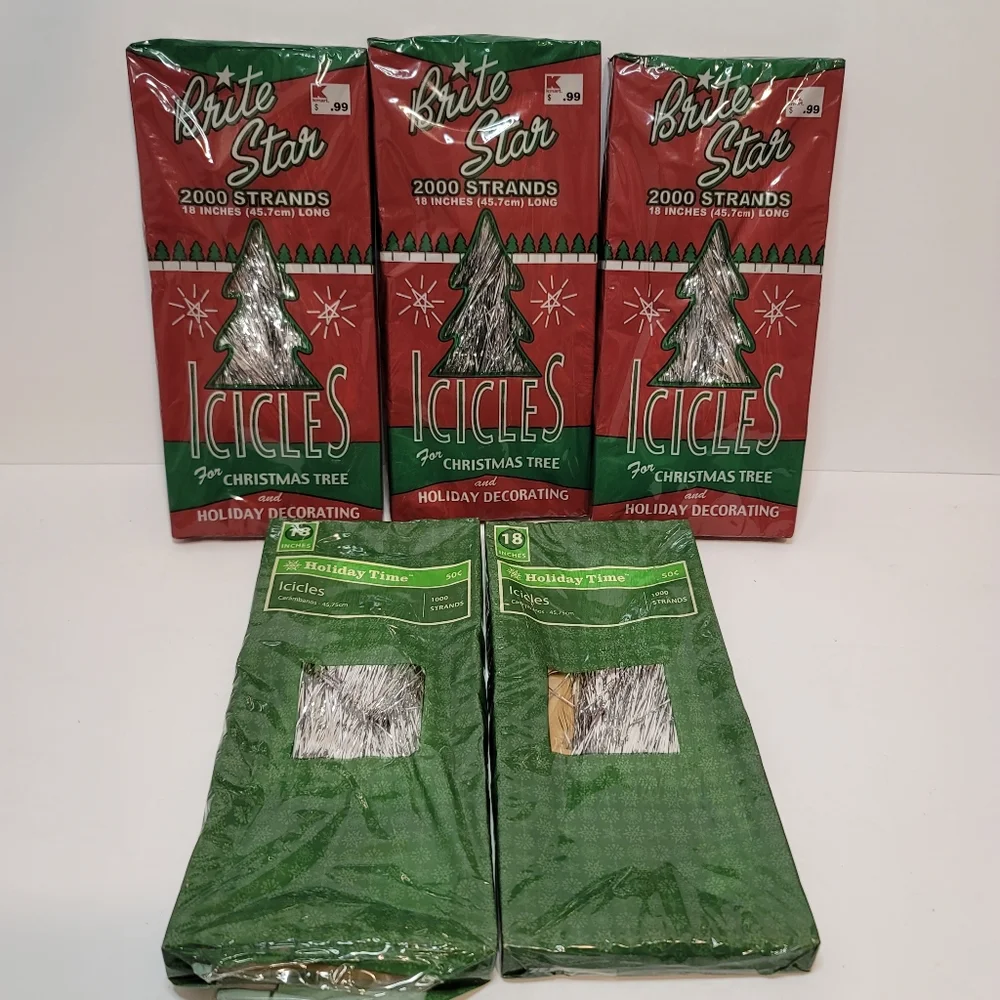 Vtg LOT Silver Tinsel ICICLES 18